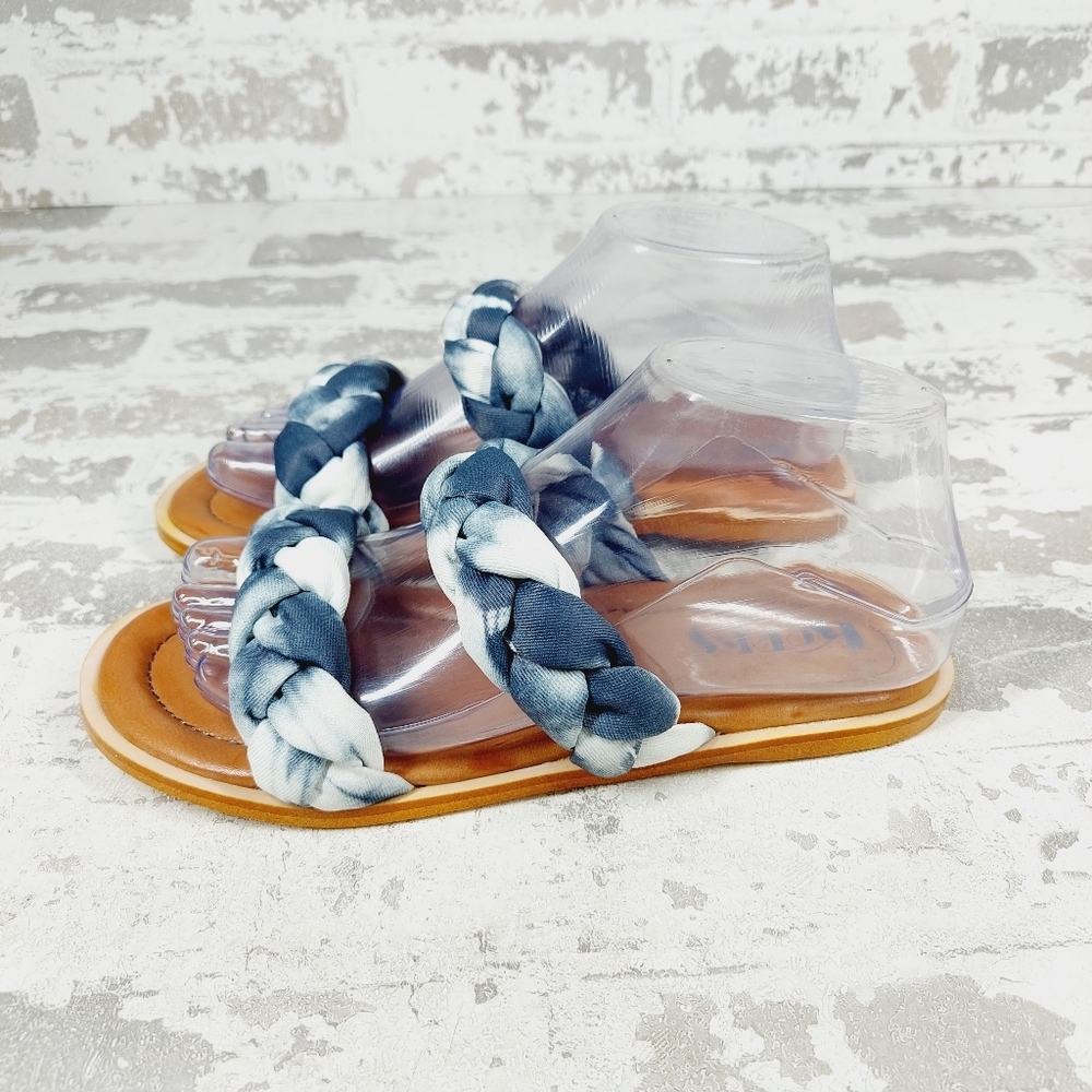NEW Kork-Ease Blue White Tie-Dye Summer Flat Sandals E910